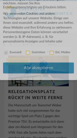 Vorschau der mobilen Webseite www.oberalstervfw.de, Oberalster Verein für Wassersport e.V.
