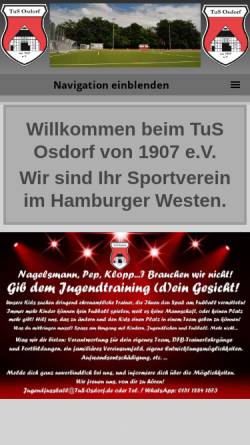 Vorschau der mobilen Webseite www.tus-osdorf.de, TuS Osdorf von 1907 e.V.