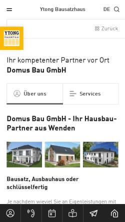 Vorschau der mobilen Webseite www.domusbau.de, Domus Bau GmbH