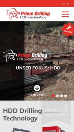 Vorschau der mobilen Webseite www.prime-drilling.de, Prime Drilling GmbH