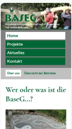 Vorschau der mobilen Webseite www.baseg.org, BASEG Bundesarbeitsgemeinschaft selbstverwalteter Gartenbaubetriebe