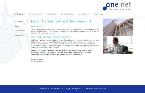 Vorschau von www.one-net.ch, One Net - Netzwerklösungen für die Zukunft