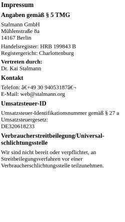 Vorschau der mobilen Webseite www.stalmann.org, Stalmann, Kai