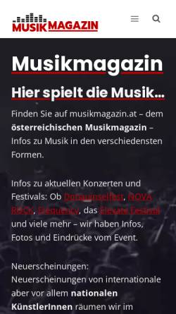 Vorschau der mobilen Webseite www.musikmagazin.at, MusikMagazin.at