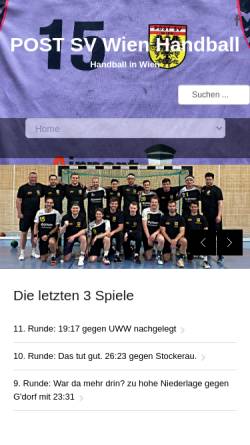 Vorschau der mobilen Webseite www.post-handball.at, Post SV Wien