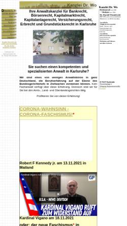 Vorschau der mobilen Webseite www.kanzlei.dr-wo.de, Dr. Harald Wozniewski - Mediationszentrum Karlsruhe