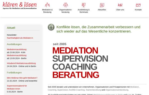 Vorschau von www.klaeren-und-loesen.de, klären & lösen - Agentur für Mediation und Kommunikation