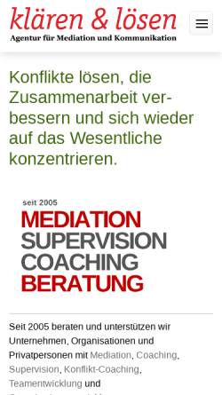 Vorschau der mobilen Webseite www.klaeren-und-loesen.de, klären & lösen - Agentur für Mediation und Kommunikation