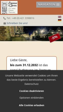 Vorschau der mobilen Webseite www.hotel-buthmann.de, Buthmann im Zentrum