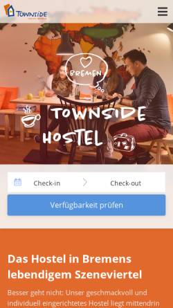 Vorschau der mobilen Webseite www.townside.de, Townside Backpacker Hostel Bremen