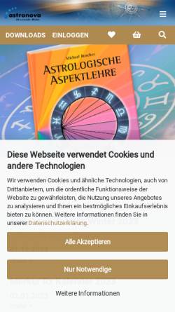 Vorschau der mobilen Webseite www.astronova.de, astronova Buchversand
