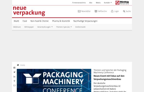 Vorschau von www.neue-verpackung.de, neue verpackung - Hüthig GmbH & Co. KG