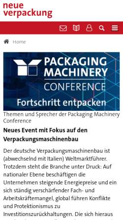 Vorschau der mobilen Webseite www.neue-verpackung.de, neue verpackung - Hüthig GmbH & Co. KG
