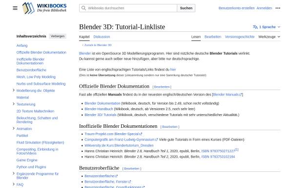 Vorschau von de.wikibooks.org, Blender 3D Tutorial-Linkliste