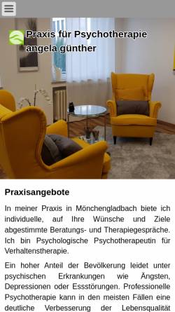 Vorschau der mobilen Webseite praxisguenther.de, Angela Günther