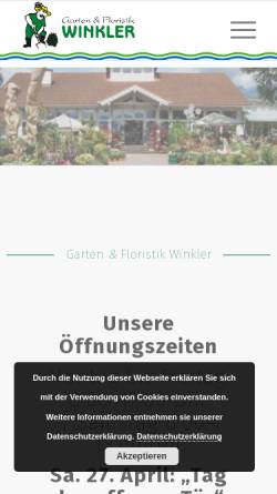 Vorschau der mobilen Webseite www.garten-winkler.at, Garten und Floristik Winkler