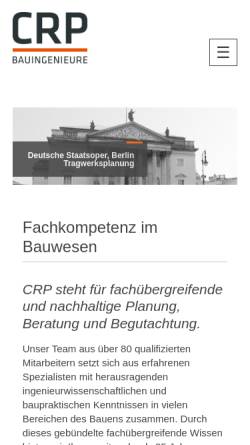 Vorschau der mobilen Webseite www.crp-bauingenieure.de, CRP GmbH
