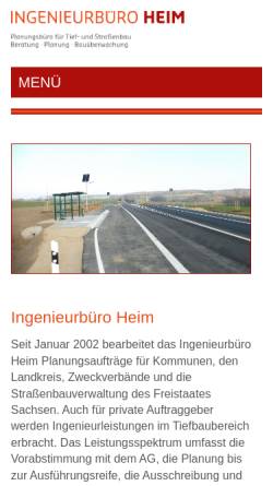 Vorschau der mobilen Webseite www.ing-buero-heim.de, Heim, Markus