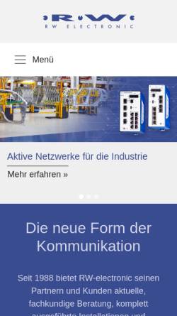 Vorschau der mobilen Webseite www.rw-electronic.de, RW ELECTRONIC - Netzwerksysteme & Videotechnik