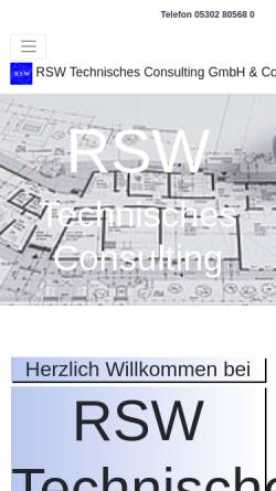 Vorschau der mobilen Webseite www.rsw-consulting.de, RSW Technisches Consulting GmbH & Co. KG