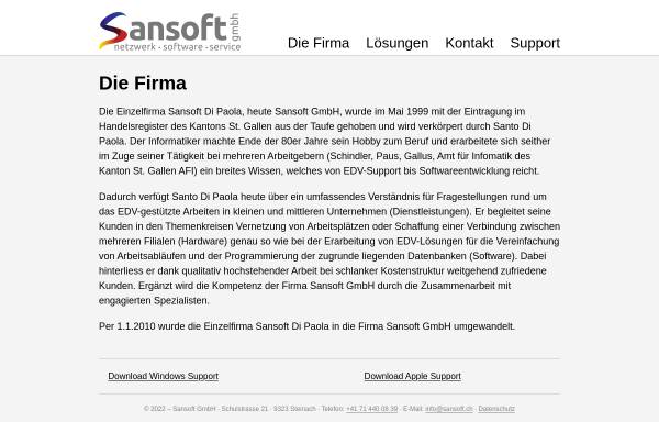 Vorschau von www.sansoft.ch, Sansoft Di Paola - Netzwerke, Software & Service