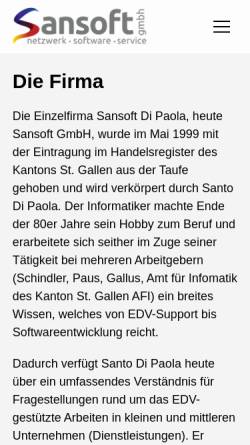 Vorschau der mobilen Webseite www.sansoft.ch, Sansoft Di Paola - Netzwerke, Software & Service