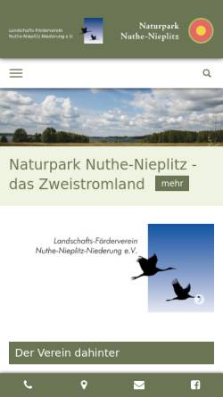 Vorschau der mobilen Webseite www.naturpark-nuthe-nieplitz.de, Naturpark Nuthe-Nieplitz
