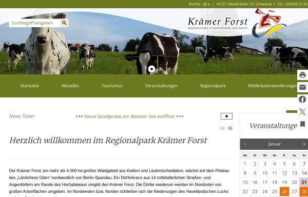 Vorschau von www.kraemer-forst.de, Regionalpark Krämer Forst e.V.