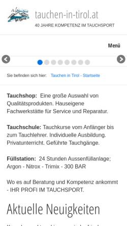 Vorschau der mobilen Webseite www.tauchen-in-tirol.at, Tauchen in Tirol