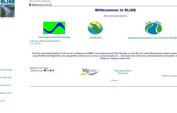 Vorschau von elise.bafg.de, ELbe InformationsSystEm (ELISE)