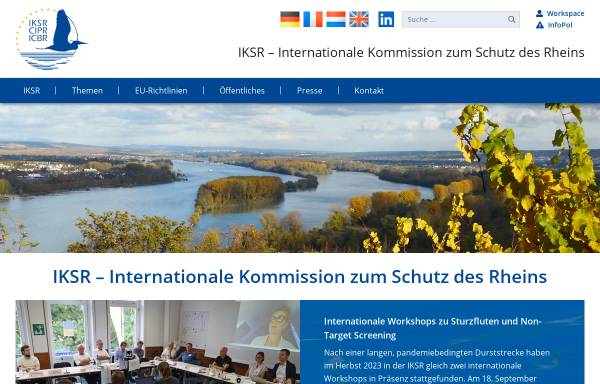 Vorschau von www.iksr.org, Internationalen Kommission zum Schutz des Rheins (IKSR)