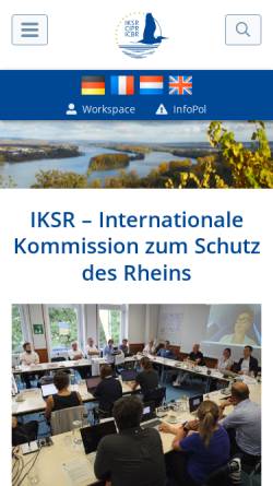 Vorschau der mobilen Webseite www.iksr.org, Internationalen Kommission zum Schutz des Rheins (IKSR)