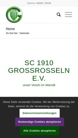 Vorschau der mobilen Webseite www.scgrossrosseln.de, SC 1910 Großrosseln e.V.