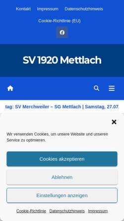 Vorschau der mobilen Webseite www.svmettlach.de, SV 1920 Mettlach e.V.