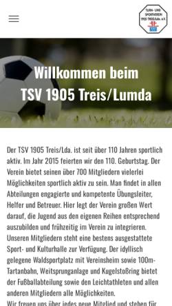 Vorschau der mobilen Webseite www.tsv-treis.de, TuS 1905 Treis/Lda.