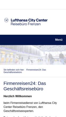 Vorschau der mobilen Webseite www.firmenreisen24.de, Reisebüro Frenzen Lufthansa City Center