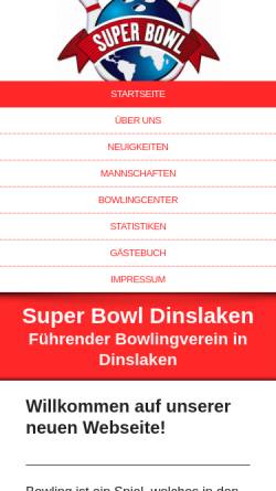 Vorschau der mobilen Webseite www.superbowl-dinslaken.de, Bowling-Verein - SUPER BOWL Dinslaken e.V.