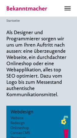 Vorschau der mobilen Webseite bekanntmacher.ch, S. Wohler