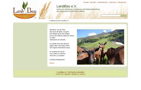 Vorschau von www.landbauev.de, LandBau e.V. zur Erhaltung, Förderung und Weiterentwicklung des naturnahen bäuerlichen Lebens