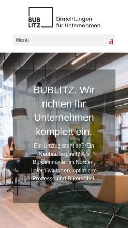 Vorschau der mobilen Webseite bublitz-einrichtungen.de, BUBLITZ Einrichtungen für Unternehmen e.K.