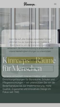 Vorschau der mobilen Webseite www.kinnarps.de, Kinnarps Büromöbel GmbH