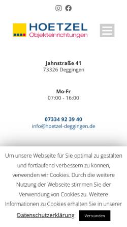 Vorschau der mobilen Webseite www.hoetzel-deggingen.de, Objekteinrichtungen Hoetzel GmbH