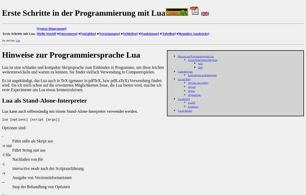 Vorschau von lua.lickert.net, Erste Schritte in der Programmierung mit Lua