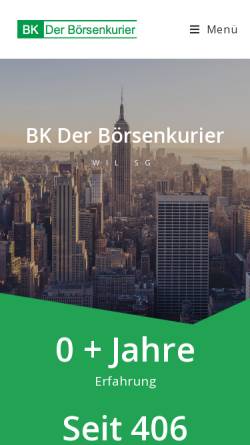 Vorschau der mobilen Webseite www.boersenkurier.ch, Der Börsenkurier - Jos. Wiesli