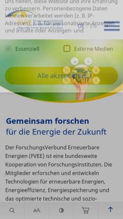 Vorschau der mobilen Webseite www.fvee.de, ForschungsVerbund Erneuerbare Energien