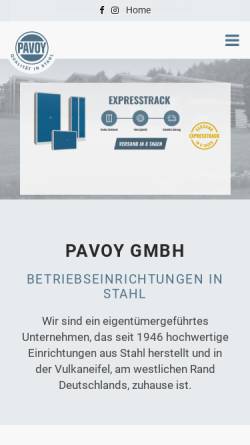Vorschau der mobilen Webseite www.pavoy.de, PAVOY GmbH
