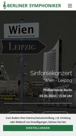 Vorschau der mobilen Webseite www.berliner-symphoniker.de, Berliner Symphoniker e.V.