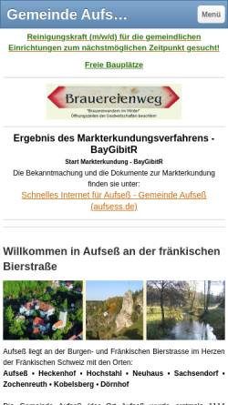 Vorschau der mobilen Webseite www.aufsess.de, Gemeinde Aufseß