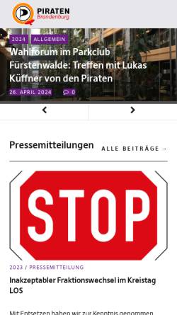 Vorschau der mobilen Webseite piratenbrandenburg.de, Landesverband Brandenburg der Piratenpartei