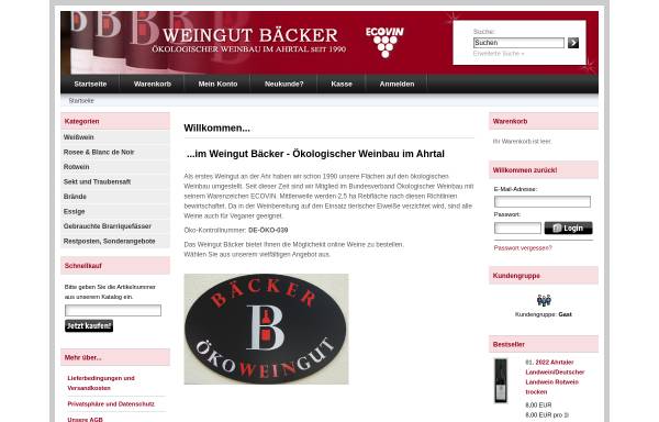 Vorschau von www.weingutbaecker.de, Bäcker, Weingut